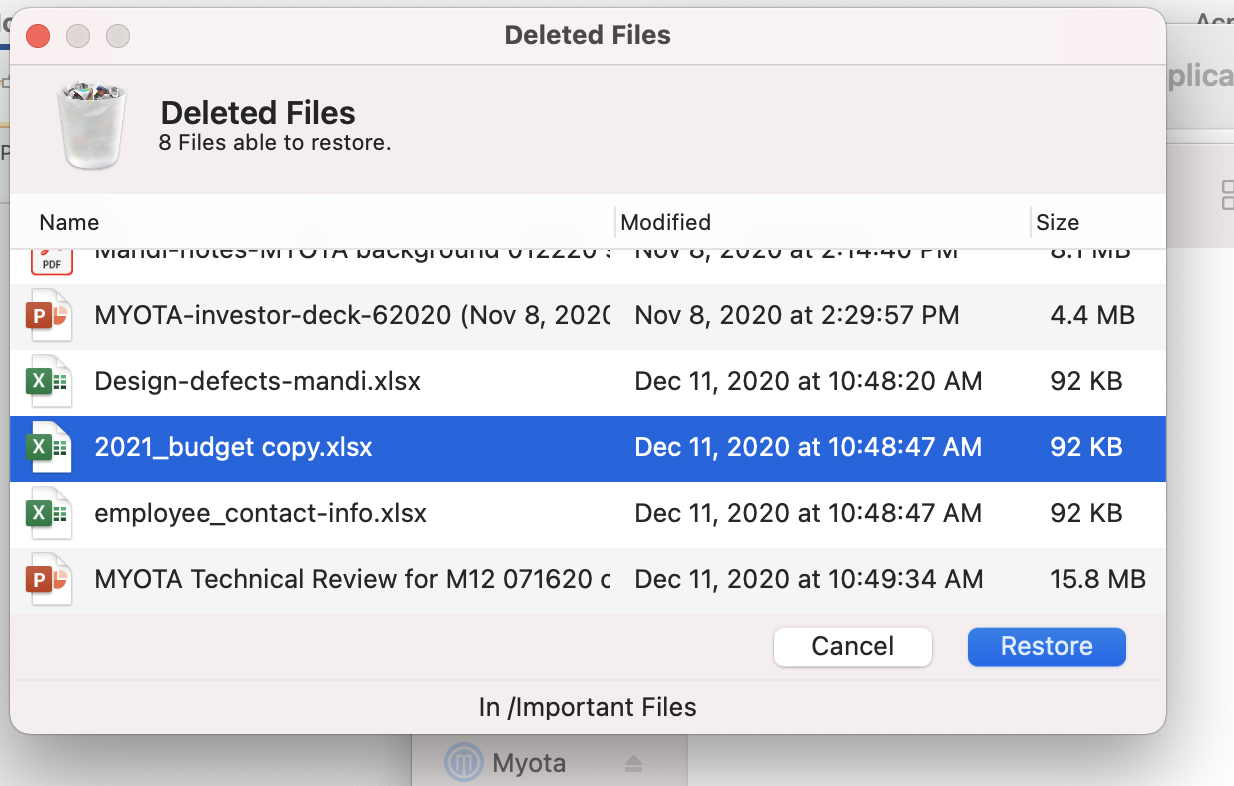 View all Deleted Files