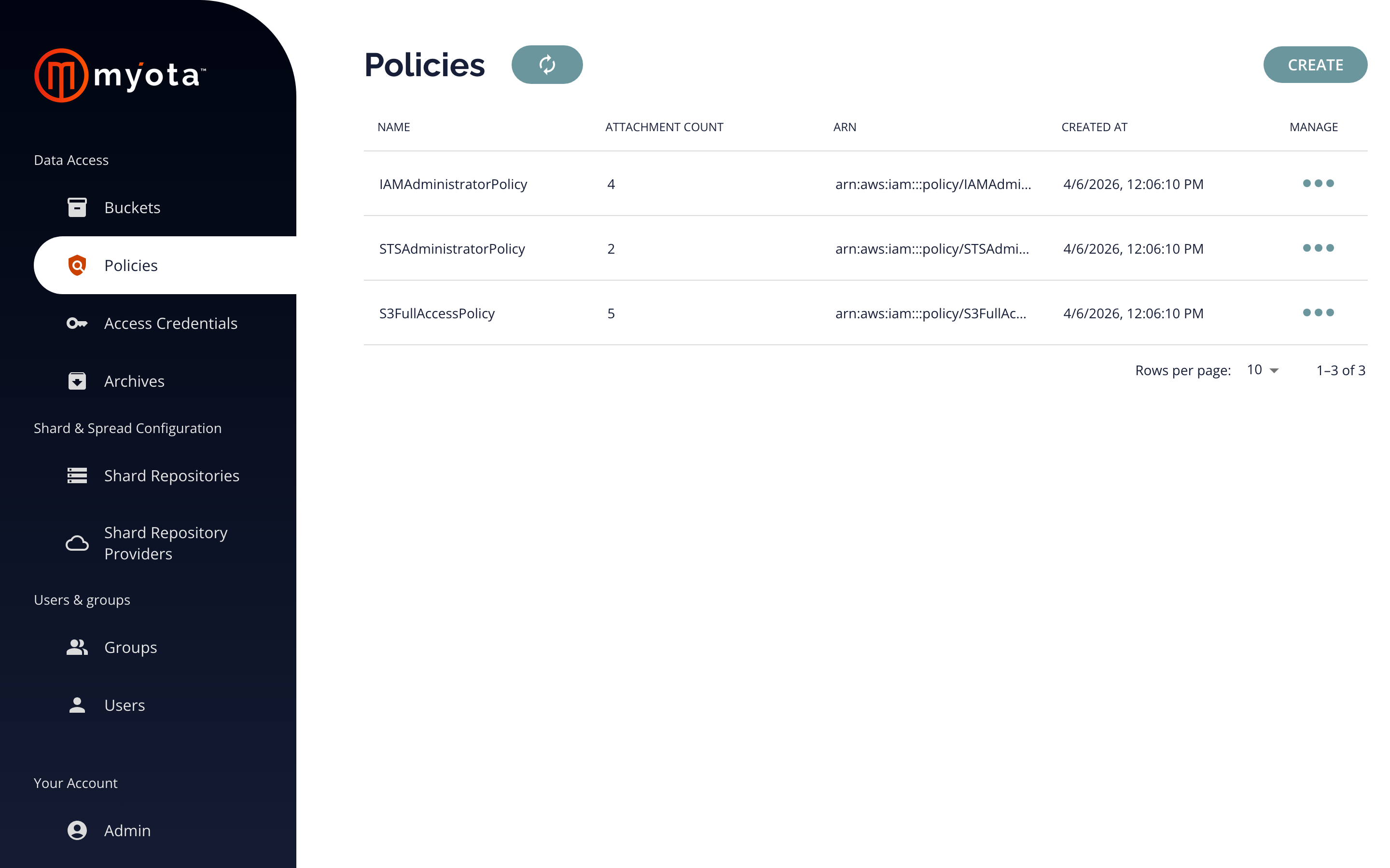 Policies in the console