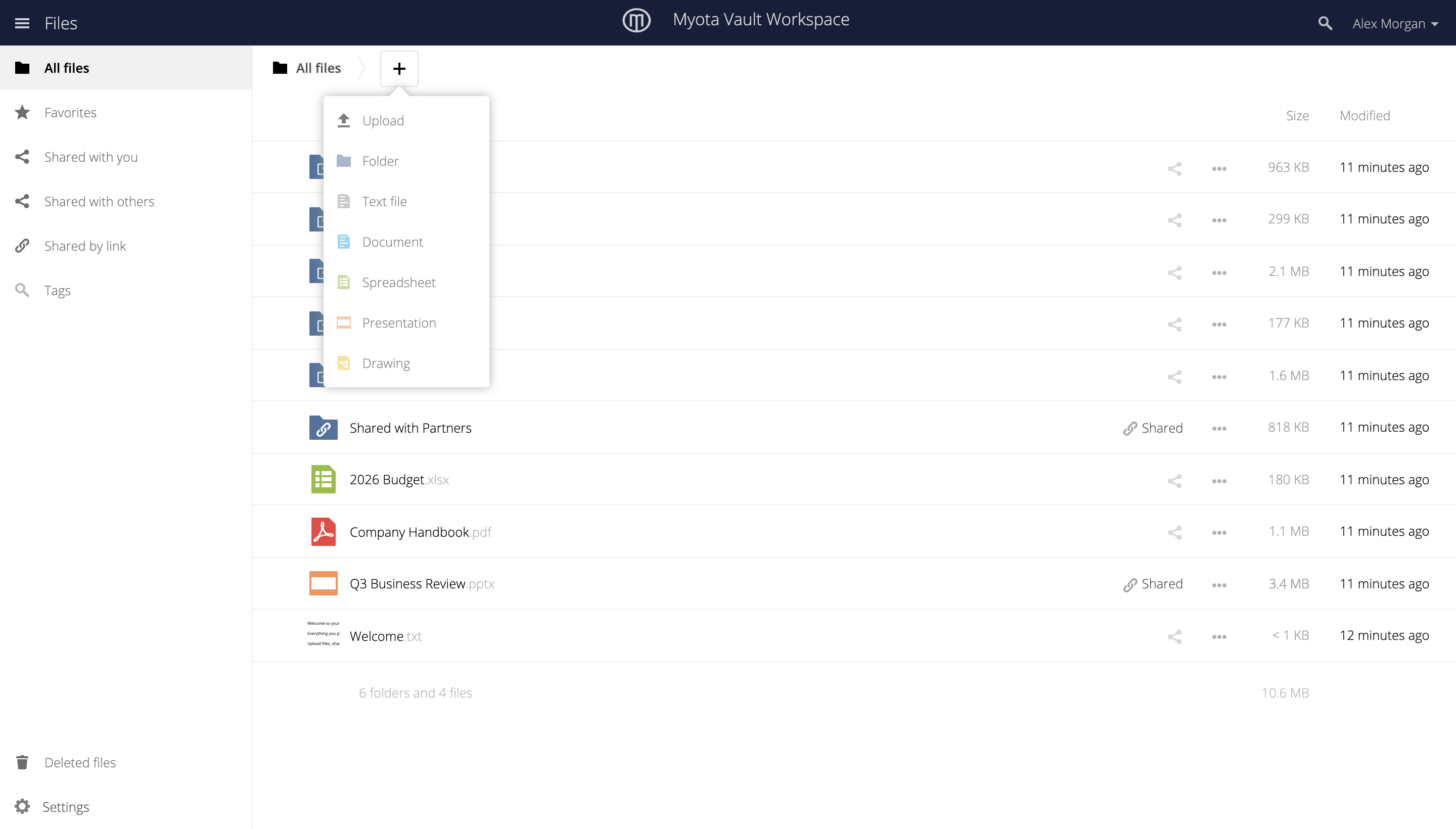 The add menu